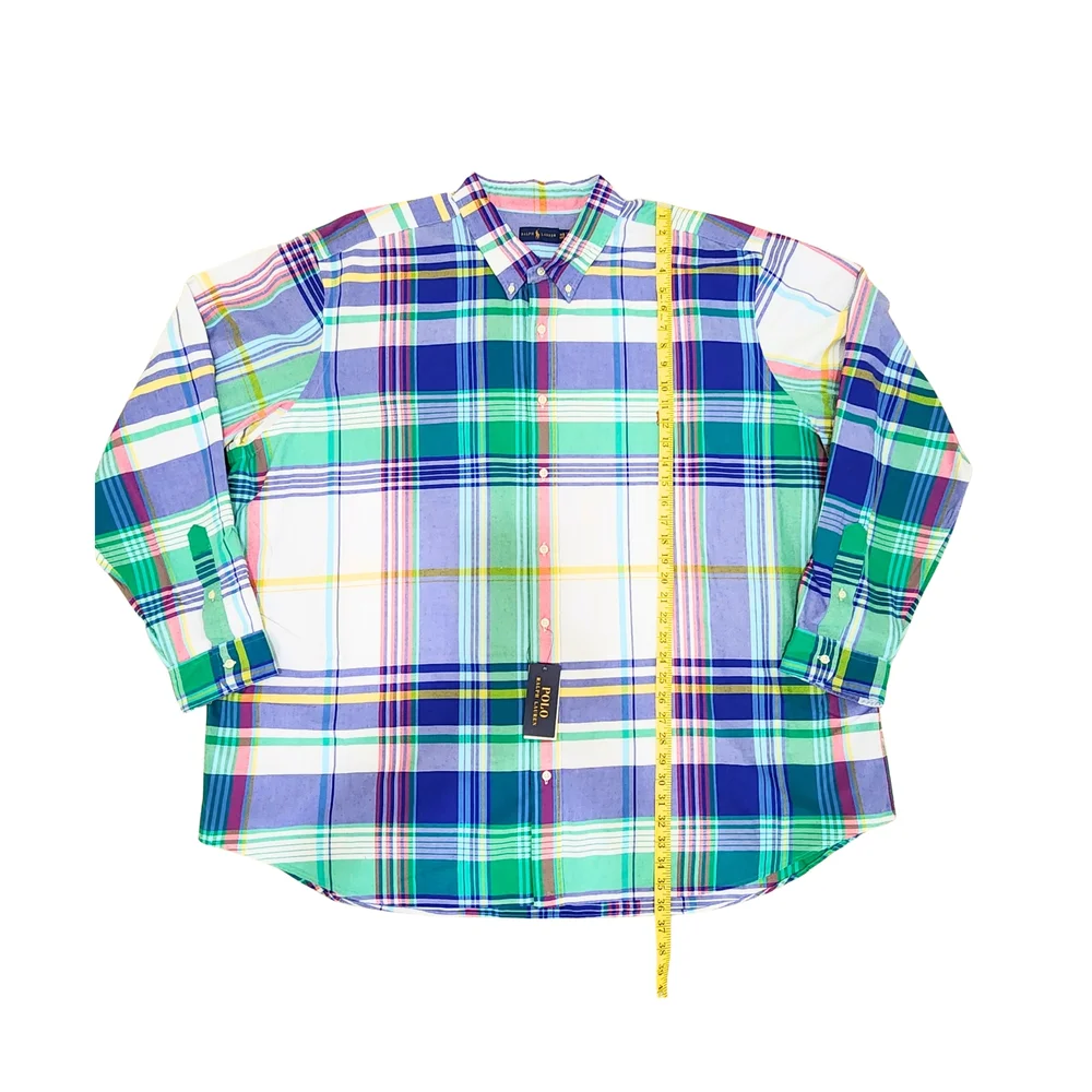 Polo Ralph Lauren Blue and Green Plaid‎ Classic Fit Shirt, 4XB